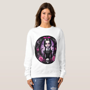 Sudadera Chica gótica inspirada en Wednesday - Sala rosa y 