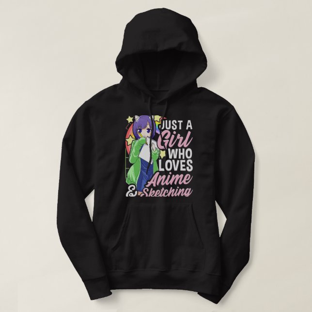 Sudadera Chica gracioso sólo un Chica que ama a Anime y Ske (Diseño del anverso)