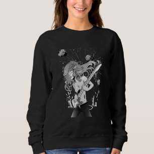 Sudadera Chica hippie con guitarra eléctrica