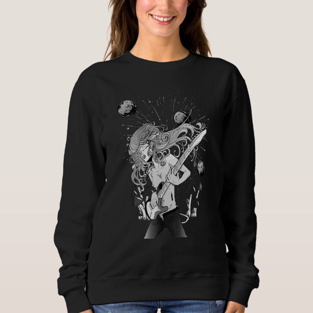 Sudadera Chica hippie con guitarra eléctrica (Anverso)