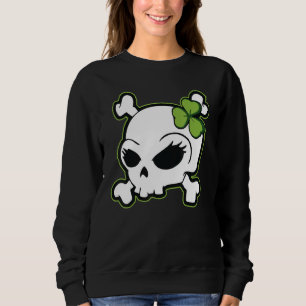 Sudadera Chica irlandés lindo Skull Shamrock Bow Funny St P