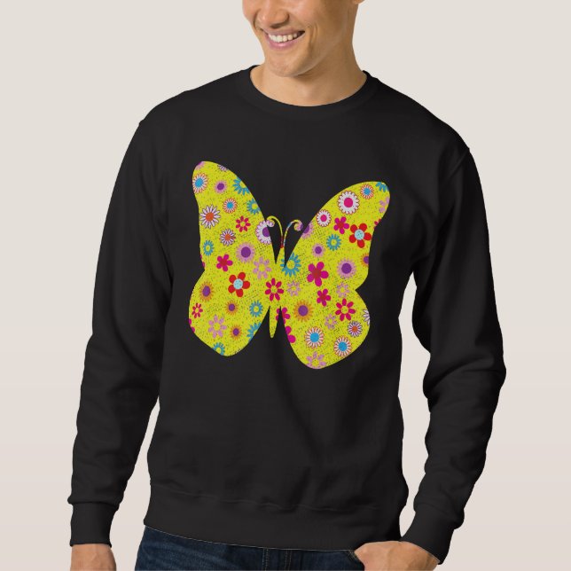 Sudadera Chica mariposa que ama a las mariposas flor suave  (Anverso)