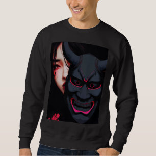 Sudadera Chica Misteriosa con Máscara Oni Horror Japonés Os