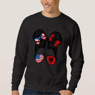 Sudadera Chica mitad americana mitad albanesa bandera de EE