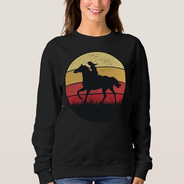 Sudadera Chica Montando Caballo Vintage Sunset Texas Cowgir (Anverso)