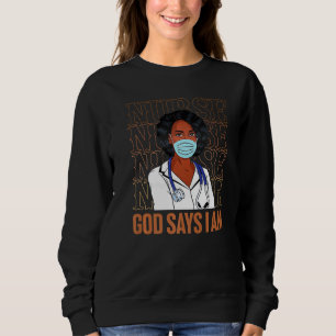 Sudadera Chica negro dice Dios que soy enfermera negra afro
