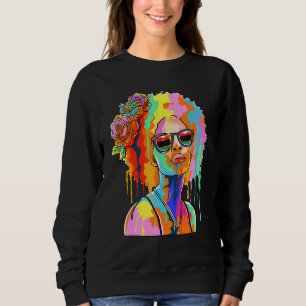 Sudadera Chica negro inspira a mujer negra a pintar con ray