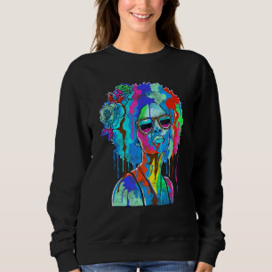 Sudadera Chica negro inspira a mujer negra a pintar con ray