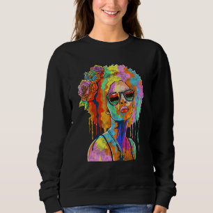 Sudadera Chica negro inspira a mujer negra a pintar con ray