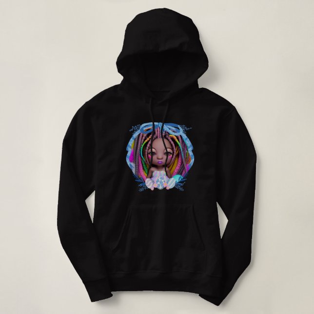 Sudadera Chica Negro Pascua Mágica Chicas de piel marrón pr (Diseño del anverso)