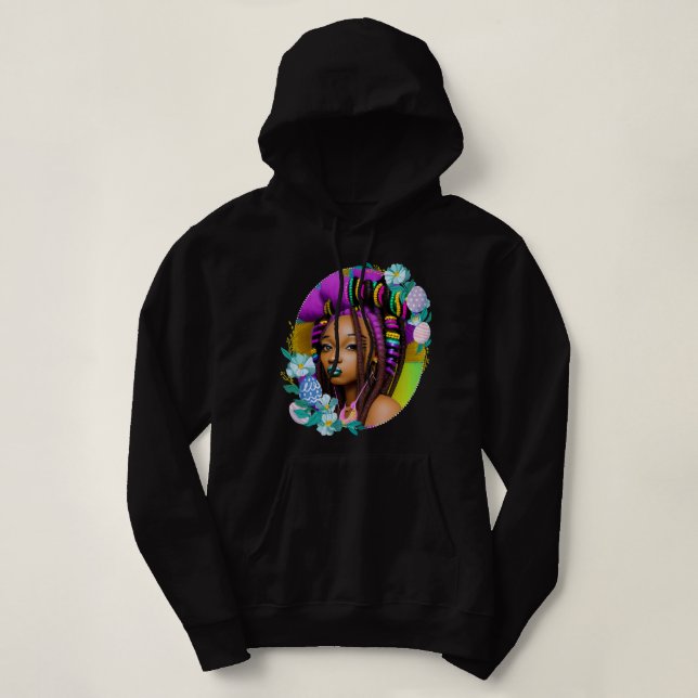 Sudadera Chica Negro Pascua Mágica Chicas de piel marrón pr (Diseño del anverso)