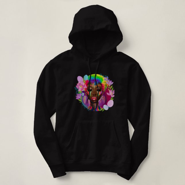 Sudadera Chica Negro Pascua Mágica Chicas de piel marrón pr (Diseño del anverso)
