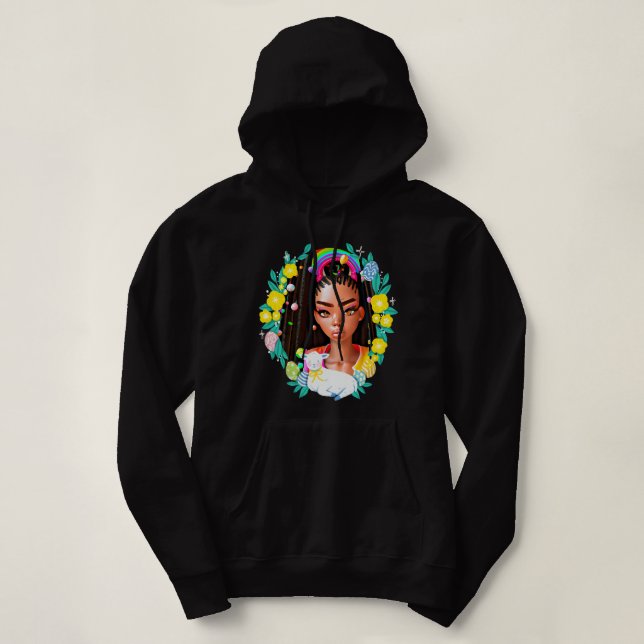 Sudadera Chica Negro Pascua Mágica Chicas de piel marrón pr (Diseño del anverso)