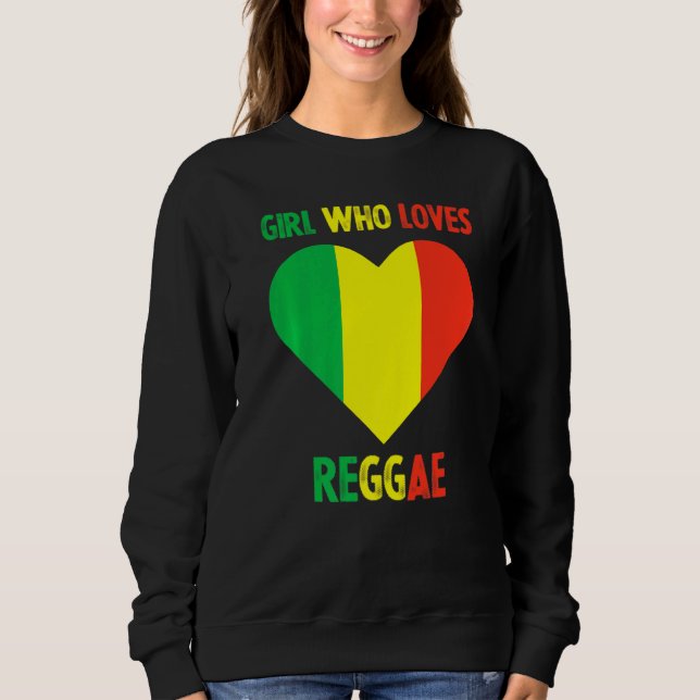 Sudadera Chica que ama la música reggae Jamaica Rastafari J (Anverso)