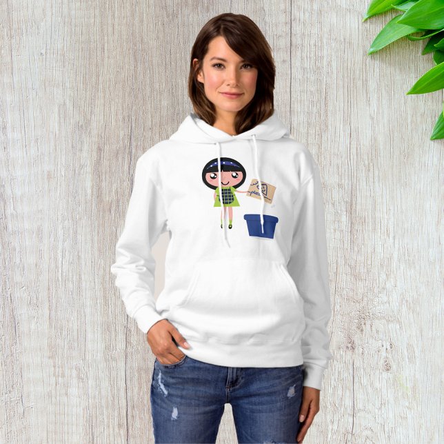 Sudadera Chica Reciclando Pizza Box Divertido ecológico (Subido por el creador)