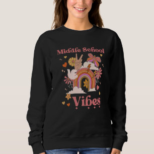 Sudadera Chica retro Boho arcoiris de la escuela media vibe