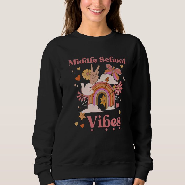 Sudadera Chica retro Boho arcoiris de la escuela media vibe (Anverso)