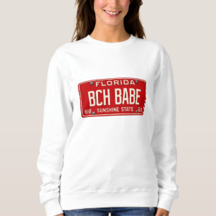 Sudadera Chica Retro de la Playa 1969   Gráfico de Matrícul