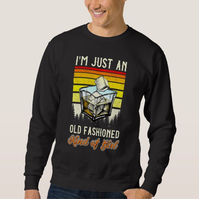 Sudadera Chica retro viejo de moda Bartender Whisky Wine (Anverso)