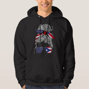 Sudadera Chica Rico portorriqueña norteamericana con bander