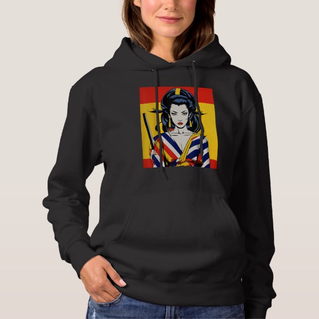 Sudadera Chica Samurai japonés retro vintage Sakura Cherry (Anverso)