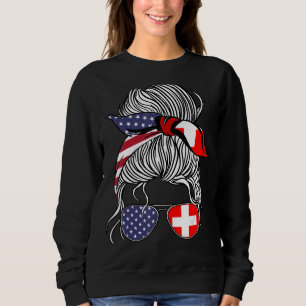 Sudadera Chica suiza estadounidense con bandera patriótica