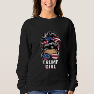 Sudadera Chica Trump Moño Desordenado Bandera de EE. UU. El