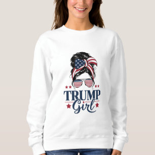 Sudadera Chica Trump Moño Despeinado Trump 2024 Elección Am