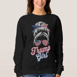 Sudadera Chica Trump Pelo Desordenado Vintage USA Bandera A