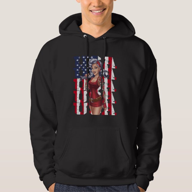Sudadera CHICA USA Pin-Up con llave (Anverso)