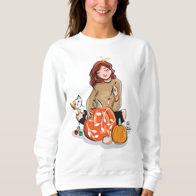 Sudadera Chica Y Gato (Anverso)