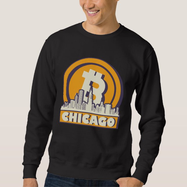 Sudadera Chicago Bitcoin Maximalist  Bitcoin Chicago Skylin (Anverso)