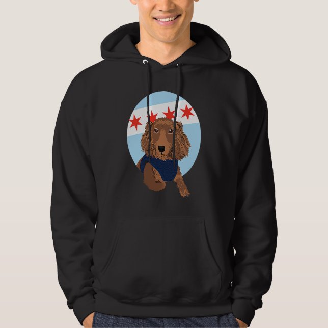 Sudadera Chicago Flag Dachshund  1 (Anverso)