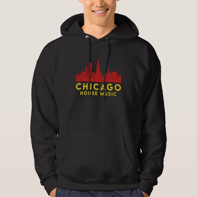 Sudadera Chicago House Music Vinyl Dj Raver Flag Skyline Ap (Anverso)