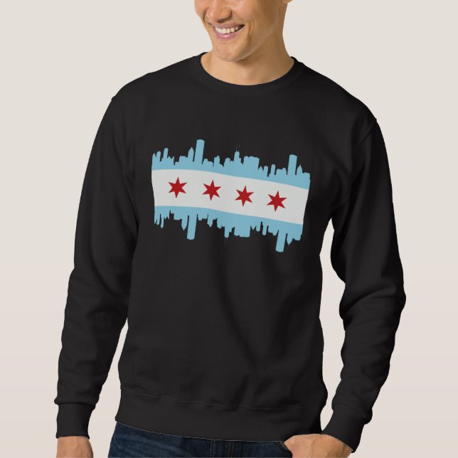Sudadera Chicago Illinois USA Skyline Silhouette Outline Sk (Anverso)