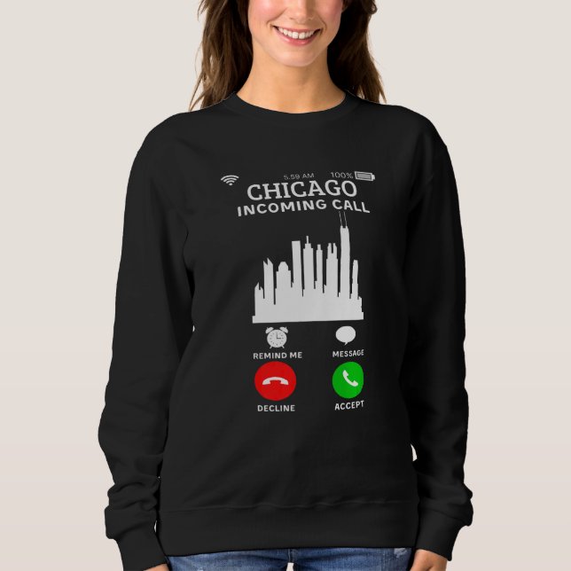 Sudadera Chicago Incoming Call Chicago Illinois Costume (Anverso)