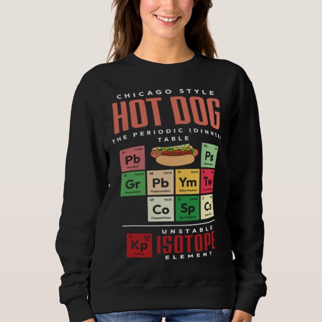 Sudadera Chicago Style Hot Dog Periodic Dinner Table of Ele (Anverso)