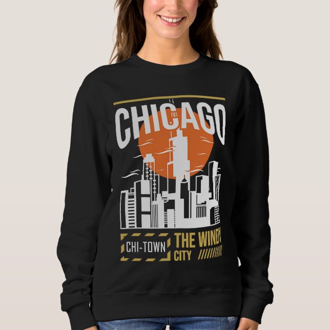 Sudadera Chicago USA Chicago Skyline I Love Chicago Chi Tow (Anverso)