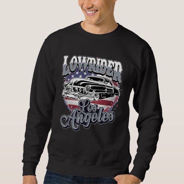 Sudadera Chicano Low Rider Car American Flag Los Angeles Lo (Anverso)