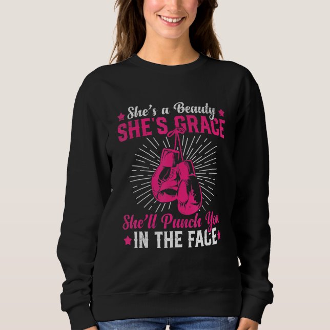 Sudadera Chicas Boxeando Mujer Boxeadora Kickboxing Kickbox (Anverso)