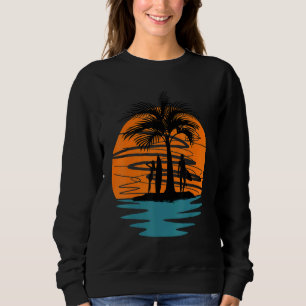 Sudadera Chicas Con Pizarras De Surf En La Isla Al Amanecer
