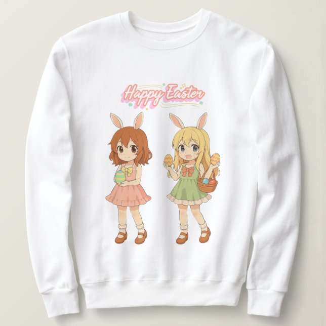 Sudadera Chicas conejos de Pascua de anime lindas (Anverso del diseño)