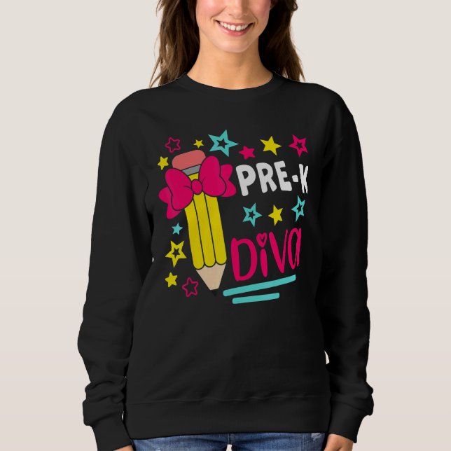 Sudadera Chicas de pre K Diva encabezan Bow Star Student &  (Anverso)