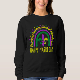 Sudadera Chicas del Mardi Gras felices del leopardo arcoiri