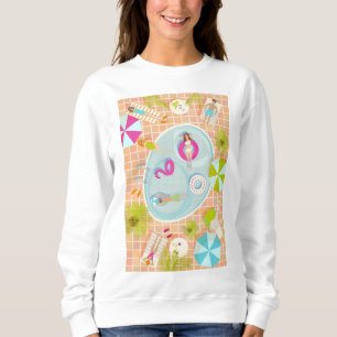 Sudadera Chicas en bikini y chicos jugando juego de piscina