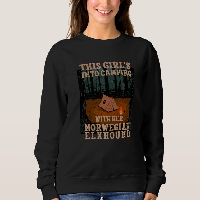 Sudadera Chicas en el camping con su perro Norwegian Elkhou (Anverso)