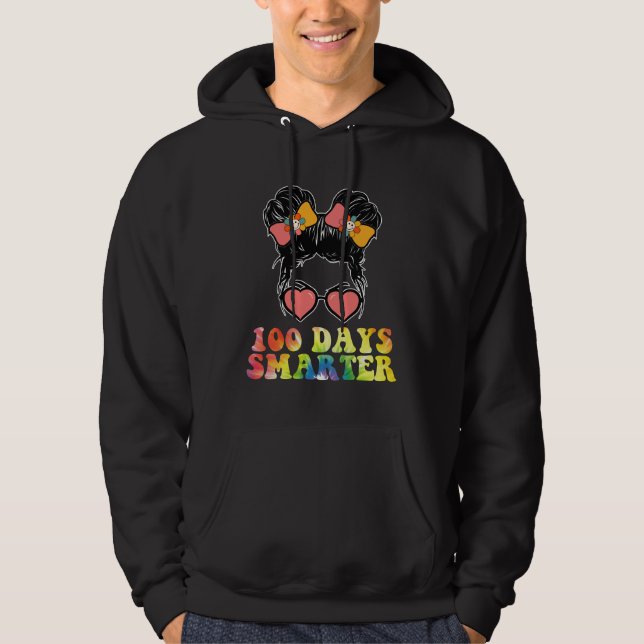Sudadera Chicas más inteligentes 100 días Moño despeinado T (Anverso)