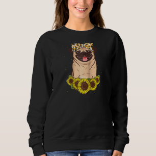 Sudadera Chicas Mujeres Mamá Pug Perro Girasol Raglan