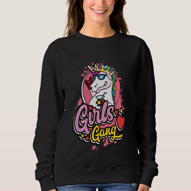 Sudadera Chicas Pandilla Unicornio Fiesta Despedida de Solt (Anverso)