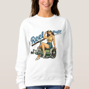 Sudadera Chicas Pin-Up Retro de Pesca Reel Hustler Que Pesc